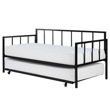 Load image into Gallery viewer, Twin size Heavy Duty Metal Daybed with Roll-Out Trundle Bed
