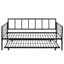 Load image into Gallery viewer, Twin size Heavy Duty Metal Daybed with Roll-Out Trundle Bed
