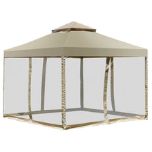 Load image into Gallery viewer, 10 x 10 Ft Outdoor Gazebo with Tan Brown Polyester Canopy and Mesh Side Walls
