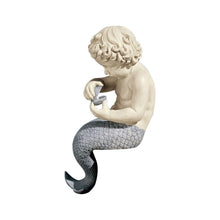 Load image into Gallery viewer, Young Little Sitting Mermaid Garden Statue with Oyster and Pearl
