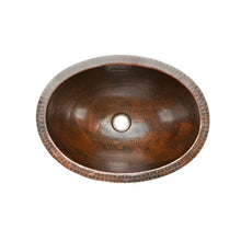 Load image into Gallery viewer, Oval Hammered Copper Bathroom Vessel Sink 17 x 12 inch
