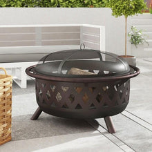 Load image into Gallery viewer, Weather Resistant Steel Wood Burning Fire Pit with Spark Screen
