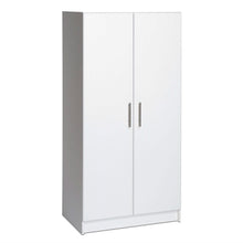 Load image into Gallery viewer, White 2-Door Wardrobe Cabinet with Hanging Rail and Storage Shelf
