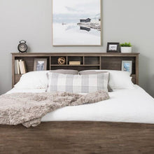 Load image into Gallery viewer, King size Bookcase Headboard in Drifted Gray Wood Finish
