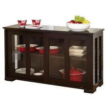 Load image into Gallery viewer, Espresso Sideboard Buffet Dining Kitchen Cabinet with 2 Glass Sliding Doors
