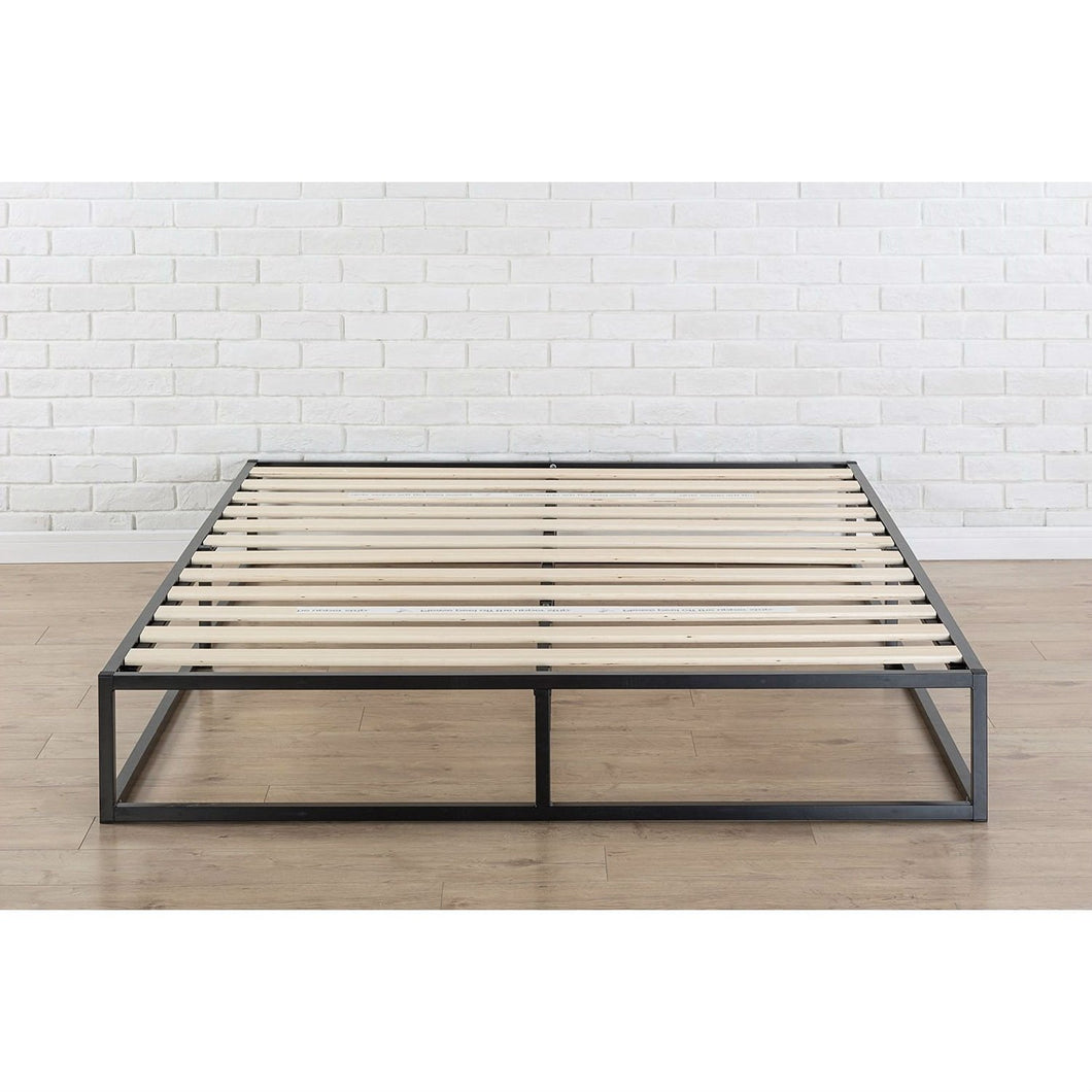Queen size Modern 10-inch Low Profile Metal Platform Bed Frame with Wood Slats