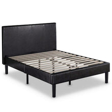 Load image into Gallery viewer, Queen Espresso Faux Leather Platform Bed Frame with Headboard

