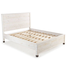 Load image into Gallery viewer, Queen Size Solid Wood Platform Bed Frame with Headboard in Rustic White Finish
