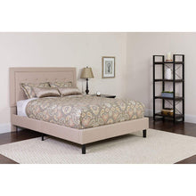 Load image into Gallery viewer, Queen Beige Upholstered Platform Bed Frame with Button Tufted Headboard
