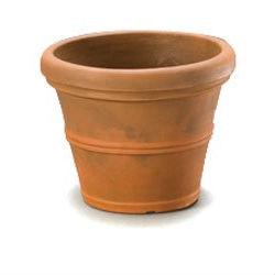 12-inch Round Planter in Rust color Weather Resistant Poly Resin Plastic