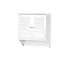 Load image into Gallery viewer, White Bathroom Wall Cabinet with 2 Louver Shutter Doors and Shelf
