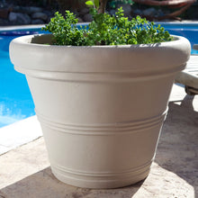Load image into Gallery viewer, 12-inch Diameter Round Planter in Weathered Concrete Finish Poly Resin
