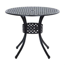 Load image into Gallery viewer, Round Metal 36-inch Outdoor Patio Table in Black Cast Aluminum
