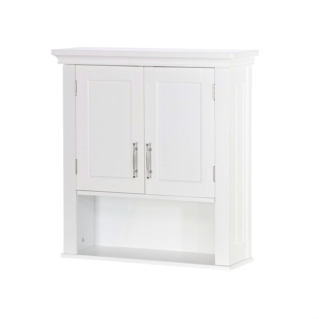 White Bathroom Wall Cabinet Cupboard with Open Shelf