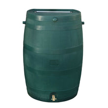 Load image into Gallery viewer, Green 50-Gallon Rain Barrel in UV Resistant Plastic w/ Brass Spigot
