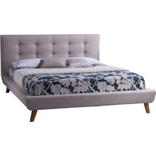 Load image into Gallery viewer, Queen size Mid-Century Style Beige Upholstered Platform Bed
