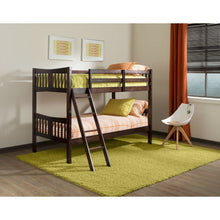 Load image into Gallery viewer, Twin over Twin Solid Wood Bunk Bed in Espresso Finish
