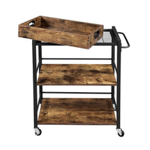 Load image into Gallery viewer, Farmhouse 3-Tier Kitchen Microwave Cart with Serving Tray on Wheels
