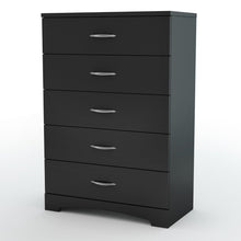 Load image into Gallery viewer, Modern 5-Drawer Bedroom Chest in Black Wood Finish
