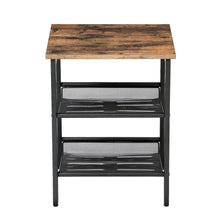 Load image into Gallery viewer, Set of 2 Side Table Nightstand with Medium Wood Finish Top and Mesh Shelves
