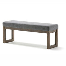 Load image into Gallery viewer, Modern Wood Frame Accent Bench Ottoman with Grey Upholstered Fabric Seat
