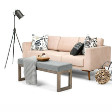 Load image into Gallery viewer, Modern Wood Frame Accent Bench Ottoman with Grey Upholstered Fabric Seat
