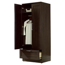 Load image into Gallery viewer, Dark Brown Wood Wardrobe Cabinet Armoire with Garment Rod
