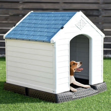 Load image into Gallery viewer, Small Outdoor Heavy Duty Blue and White Plastic Dog House
