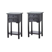 Load image into Gallery viewer, Set of 2 Nightstand Side Tables / End Table in Black Finish Pine Wood
