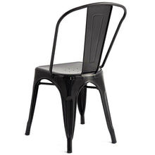 Load image into Gallery viewer, Set of 4 Indoor Outdoor Black Metal Stacking Bistro Dining Chairs
