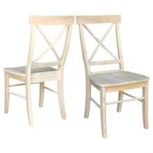 Load image into Gallery viewer, Set of 2 - Unfinished Wood Dining Chairs with X-Back Seat Backrest
