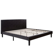 Load image into Gallery viewer, Full size Modern Platform Bed with Espresso Faux Leather Headboard
