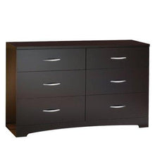 Load image into Gallery viewer, Modern 6-Drawer Bedroom Dresser in Chocolate Wood Finish
