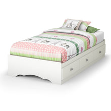Load image into Gallery viewer, Twin size White Platform Bed Frame with 3 Storage Drawers
