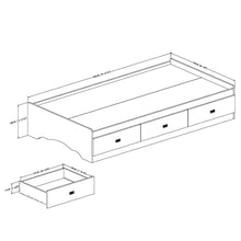 Load image into Gallery viewer, Twin size White Platform Bed Frame with 3 Storage Drawers
