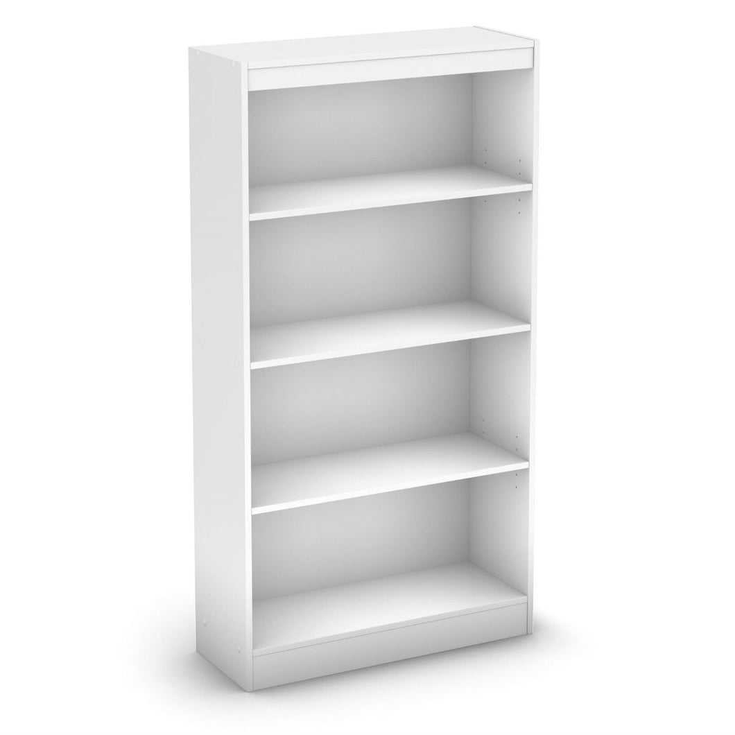 White 4-Shelf Bookcase with 2 Adjustable Shelves