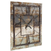 Load image into Gallery viewer, Square 27.5-inch Wood and Metal Wall Clock Industrial Style
