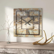 Load image into Gallery viewer, Square 27.5-inch Wood and Metal Wall Clock Industrial Style
