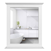 Load image into Gallery viewer, White Rectangle Bedroom Bathroom Vanity Wall Mirror with Bottom Shelf
