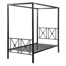 Load image into Gallery viewer, Twin size Black Metal Canopy Bed Frame with Medallion Accents

