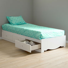 Load image into Gallery viewer, Twin size White Wood Platform Day Bed with Storage Drawers
