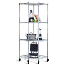 Load image into Gallery viewer, Heavy Duty 4-Tier Corner Storage Rack Shelving Unit with Casters
