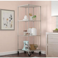 Load image into Gallery viewer, Heavy Duty 4-Tier Corner Storage Rack Shelving Unit with Casters
