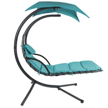 Load image into Gallery viewer, Teal Single Person Sturdy Modern Chaise Lounger Hammock Chair Porch Swing
