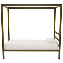 Load image into Gallery viewer, Twin size Modern Steel Canopy Bed Frame in Gold Metal Finish
