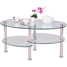 Load image into Gallery viewer, Modern Oval Tempered Glass Coffee Table with Bottom Shelf
