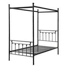 Load image into Gallery viewer, Twin size Sturdy Metal Canopy Bed Frame in Black Metal Finish
