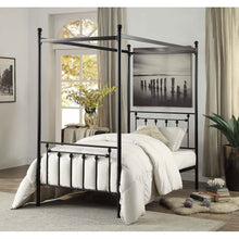 Load image into Gallery viewer, Twin size Sturdy Metal Canopy Bed Frame in Black Metal Finish

