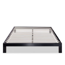 Load image into Gallery viewer, Twin size Asian Style Black Metal Platform Frame with Wooden Slats
