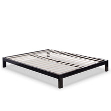 Load image into Gallery viewer, Twin size Asian Style Black Metal Platform Frame with Wooden Slats
